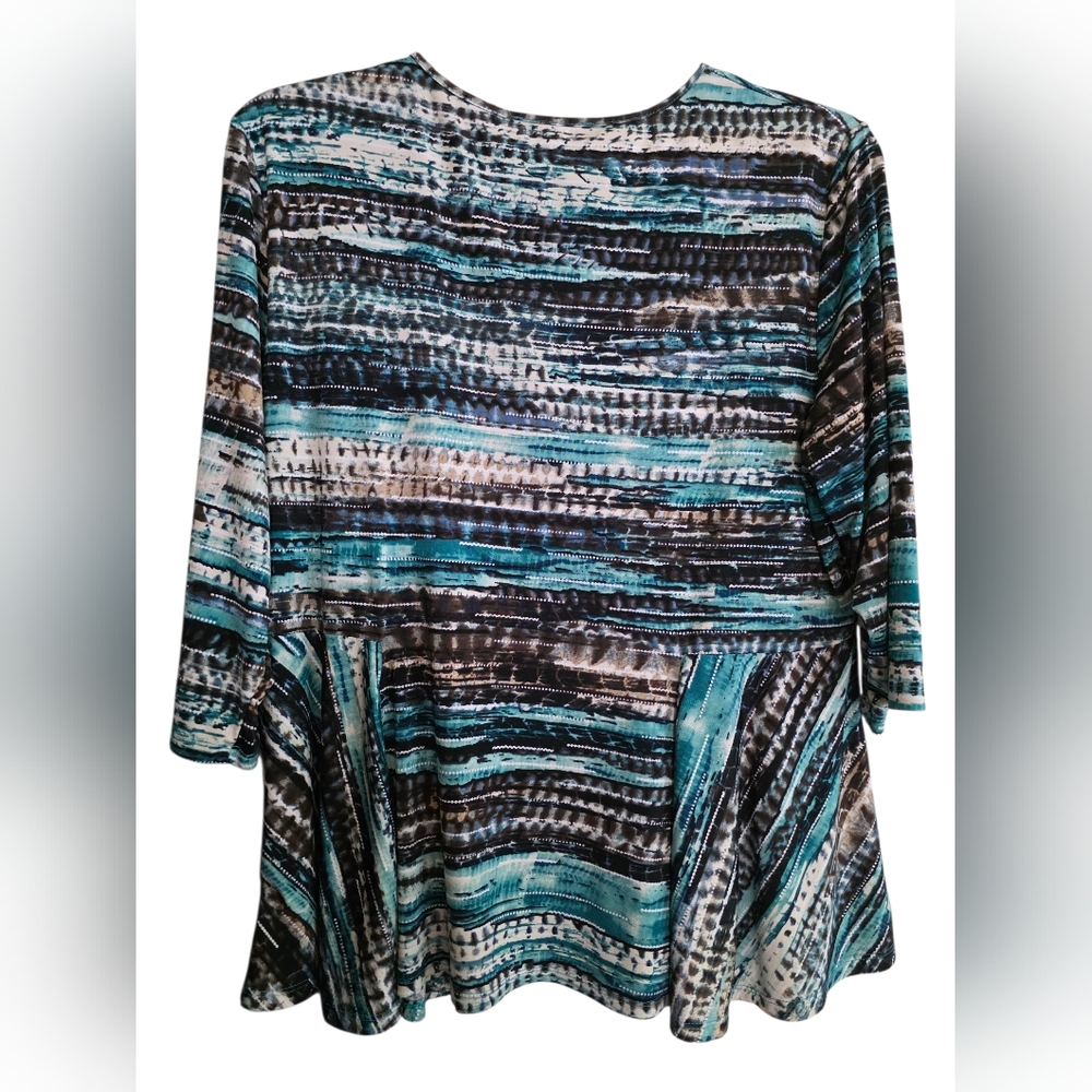 Teal and Black Patterned Women's Tunic. Great Fall Top - Picture 10 of 10